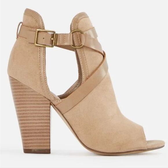 Justfab Roxii Taupe Open Toe Harness Bootie - Picture 3 of 12